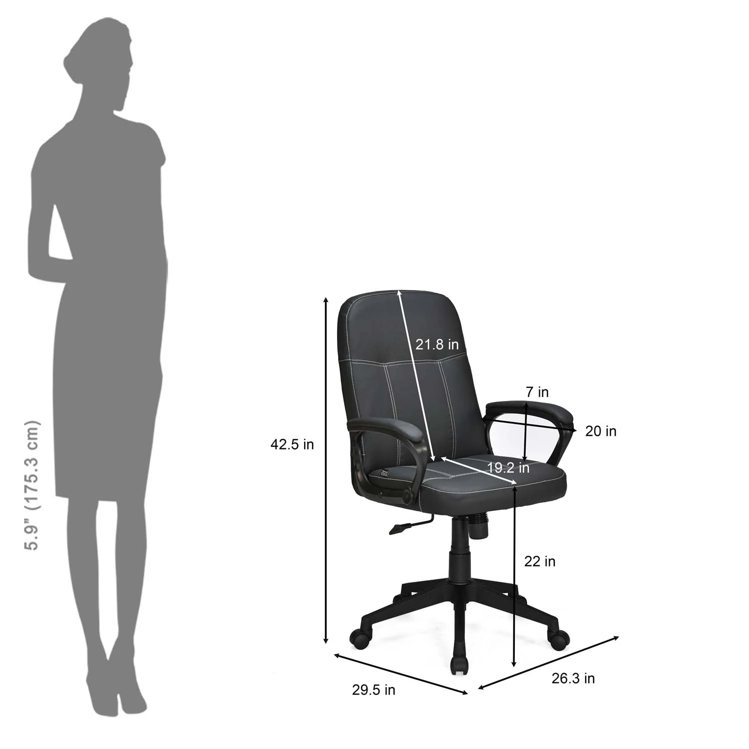 Nilkamal Mayor Mid Back Office Chair (Black) - Image 14