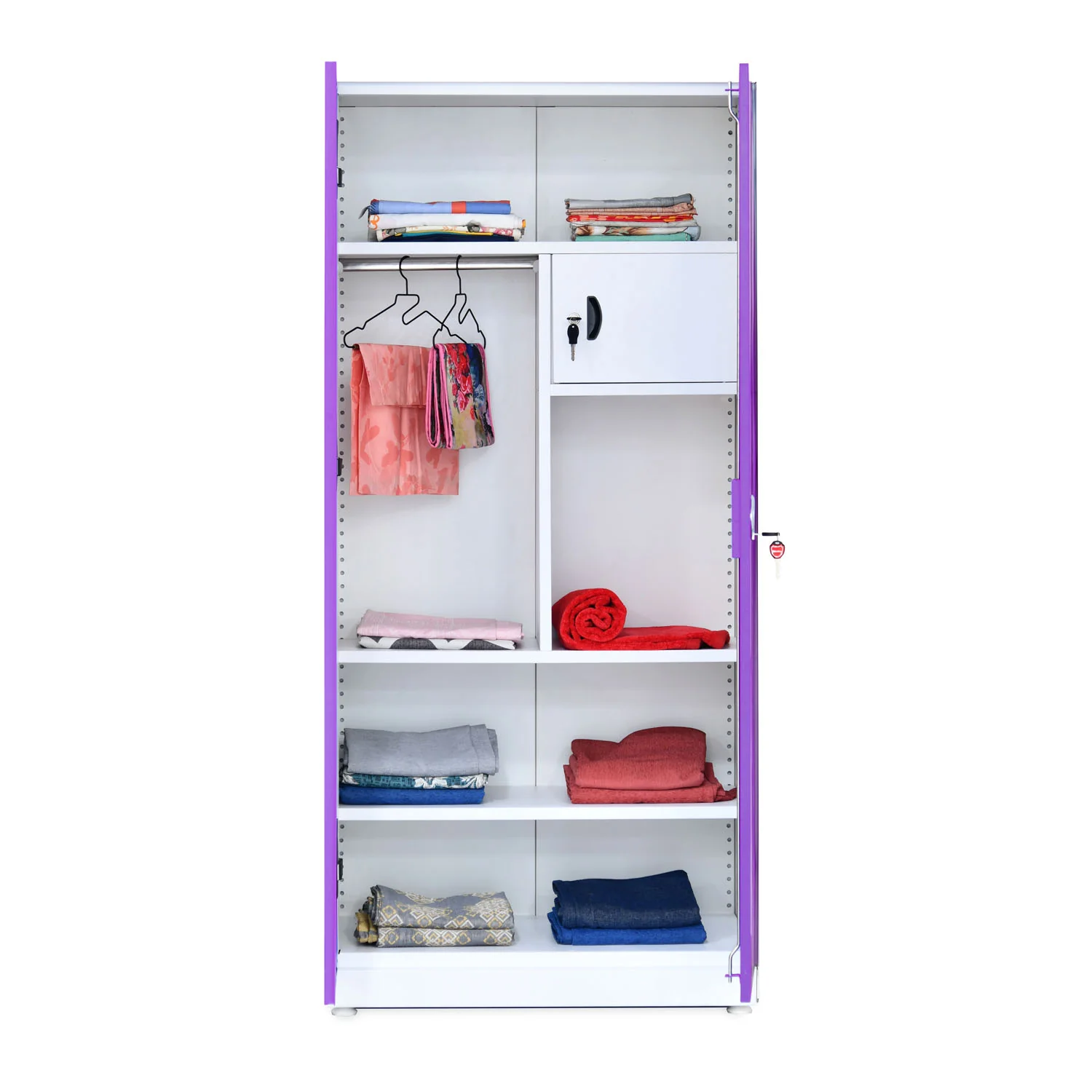 Nilkamal Mercury 2 Door Steel Wardrobe (Voilet / White) - Image 7