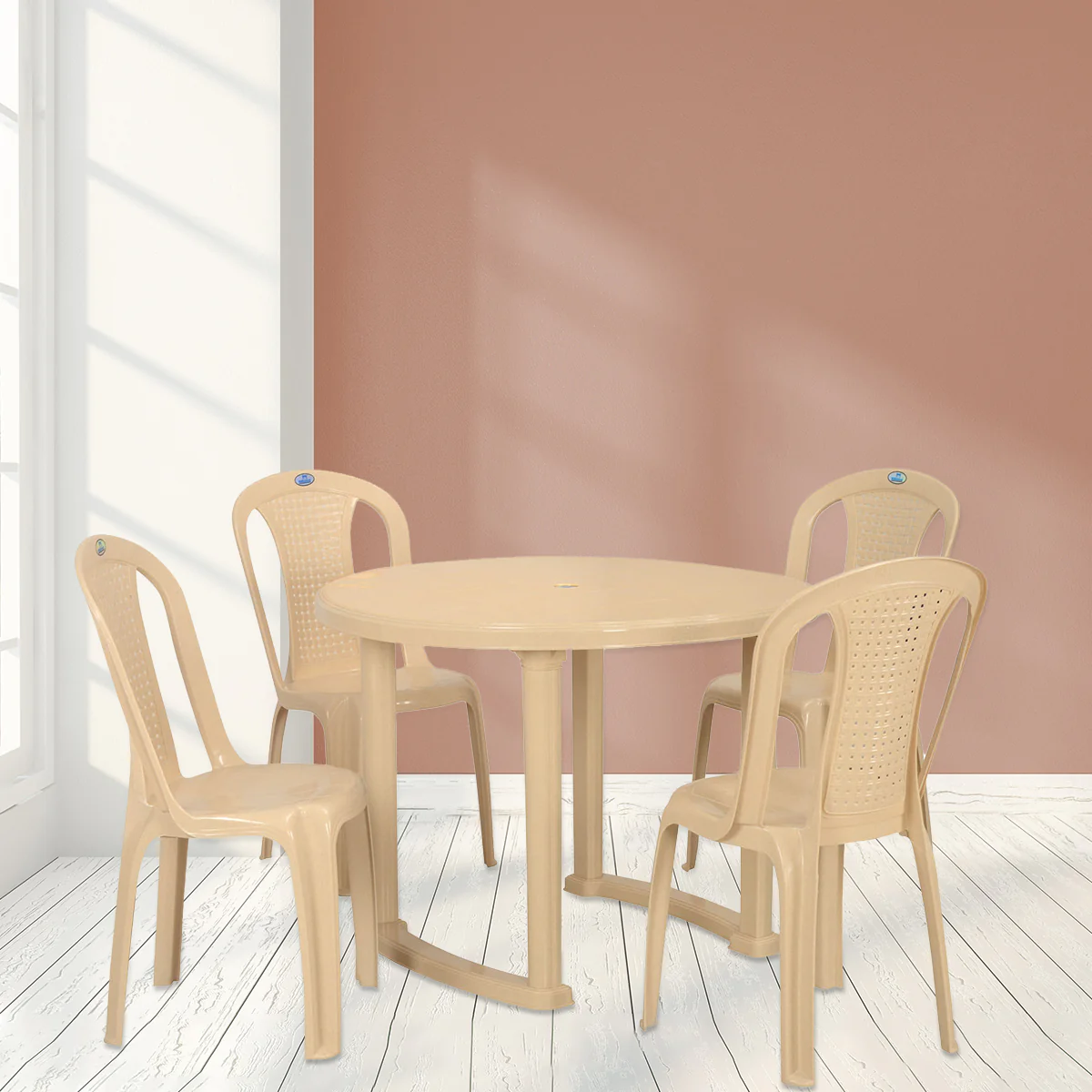 Nilkamal Meridian Kross Leg 4 Seater Dining Set - Image 2