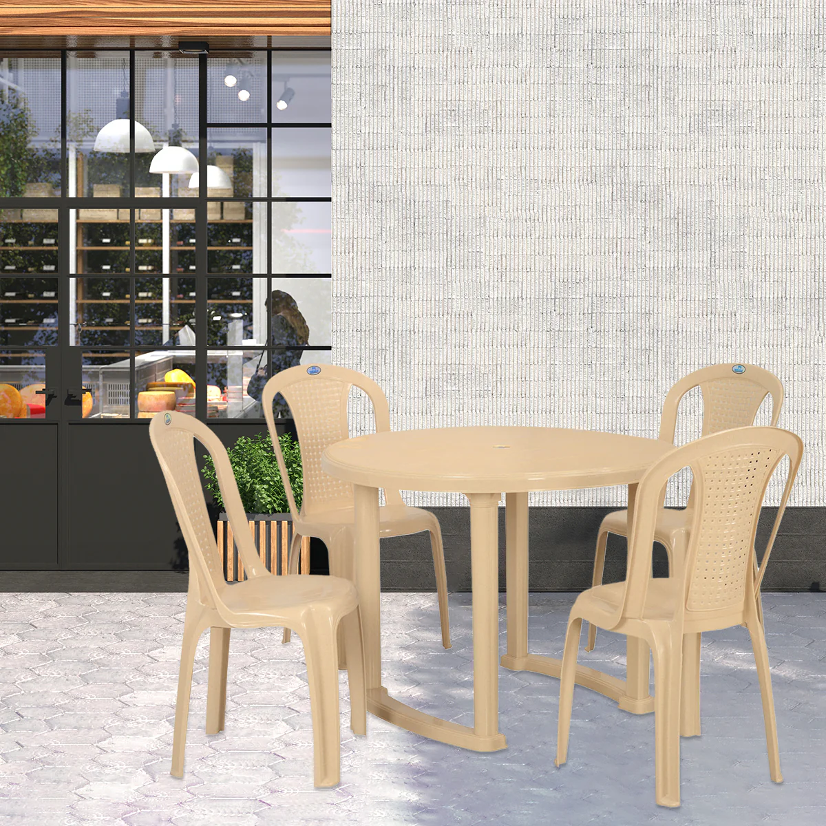 Nilkamal Meridian Kross Leg 4 Seater Dining Set - Image 4