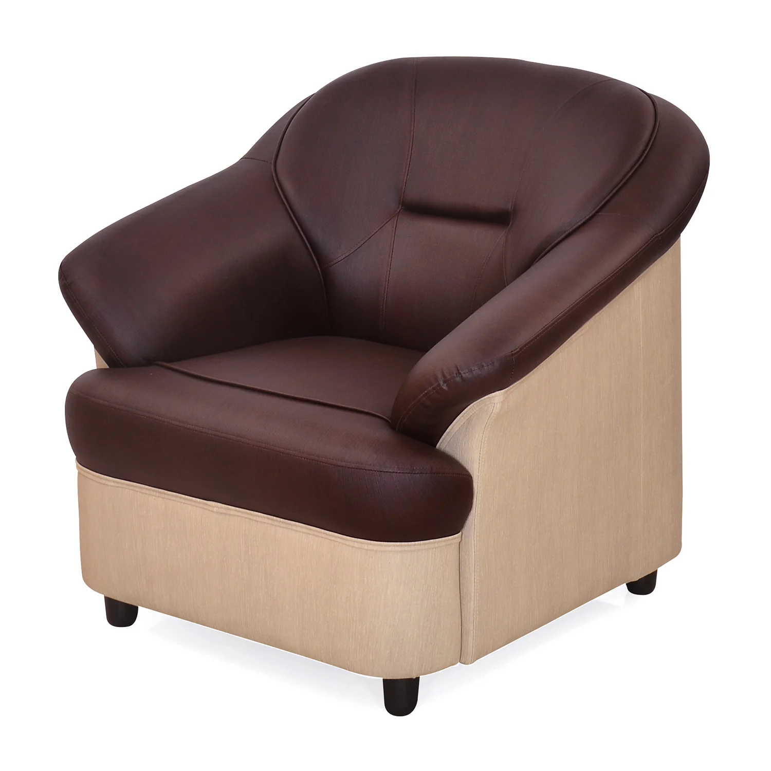 Nilkamal Mifa 1 Seater PVC Sofa (Maroon / Beige) - Image 3
