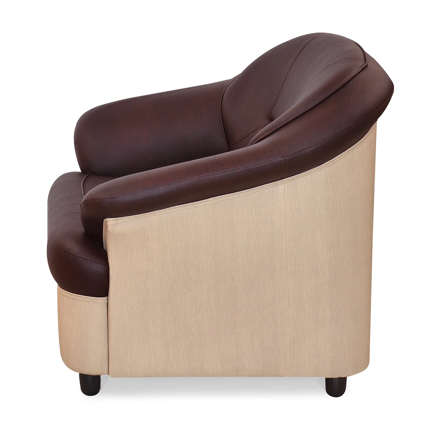 Nilkamal Mifa 1 Seater PVC Sofa (Maroon / Beige) - Image 4