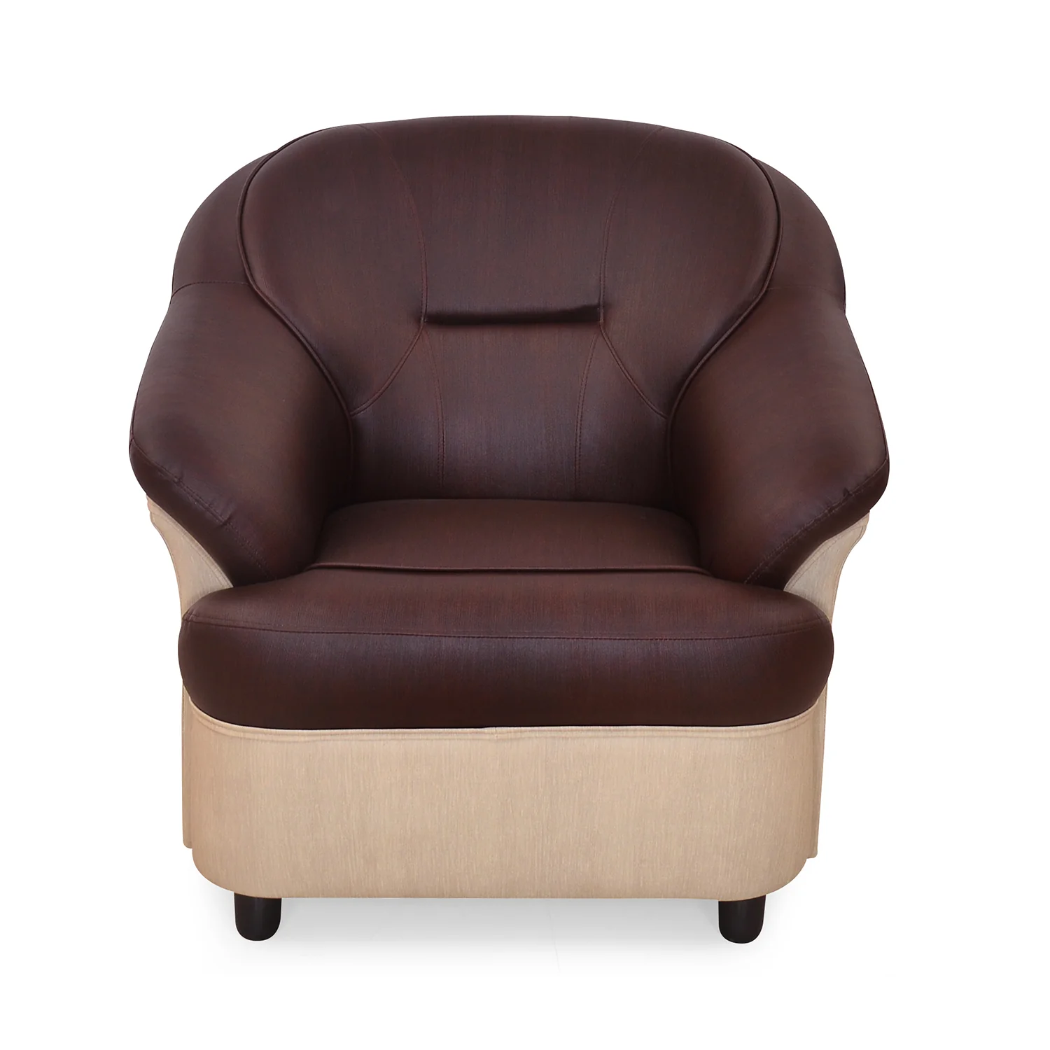 Nilkamal Mifa 1 Seater PVC Sofa (Maroon / Beige) - Image 5