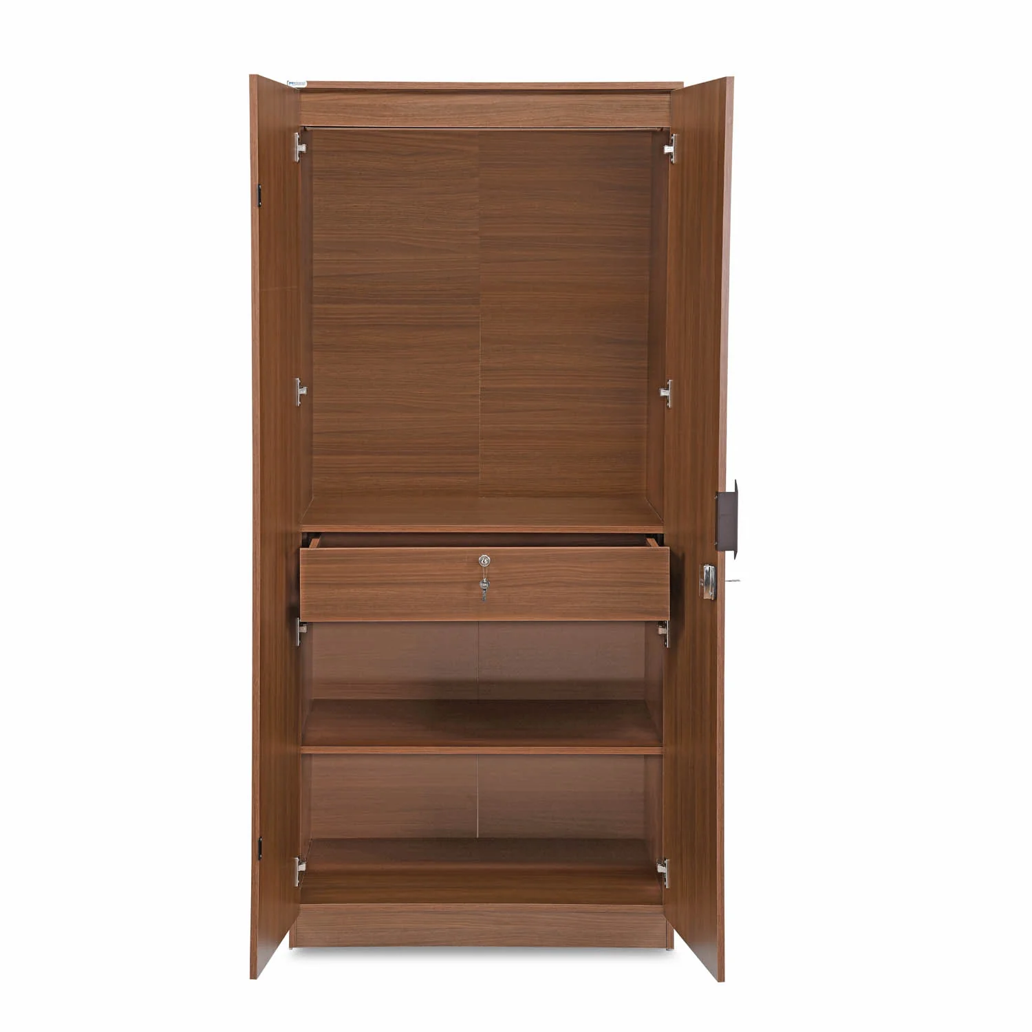 Nilkamal Milford 2 Door Wardrobe with Mirror (Classic Walnut) - Image 3