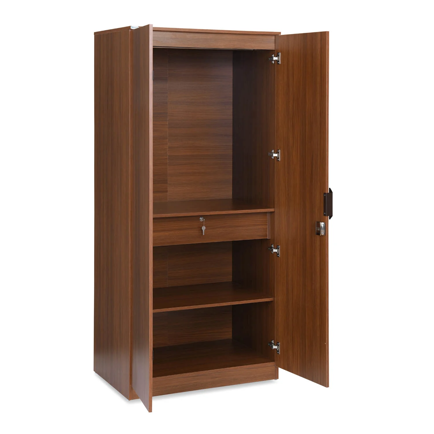 Nilkamal Milford 2 Door Wardrobe with Mirror (Classic Walnut) - Image 4