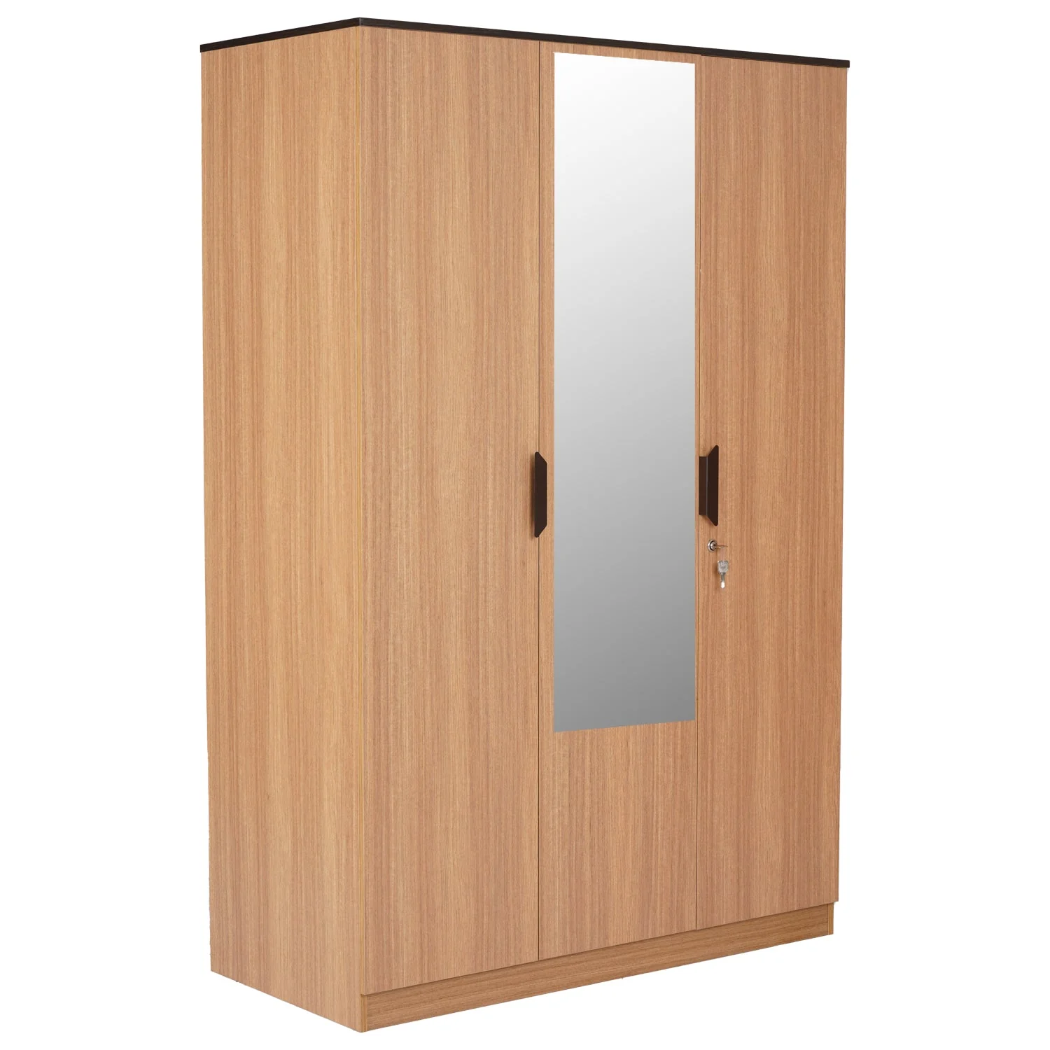 Nilkamal Milford 3 Door Wardrobe With Mirror (Urban Teak) - Image 4