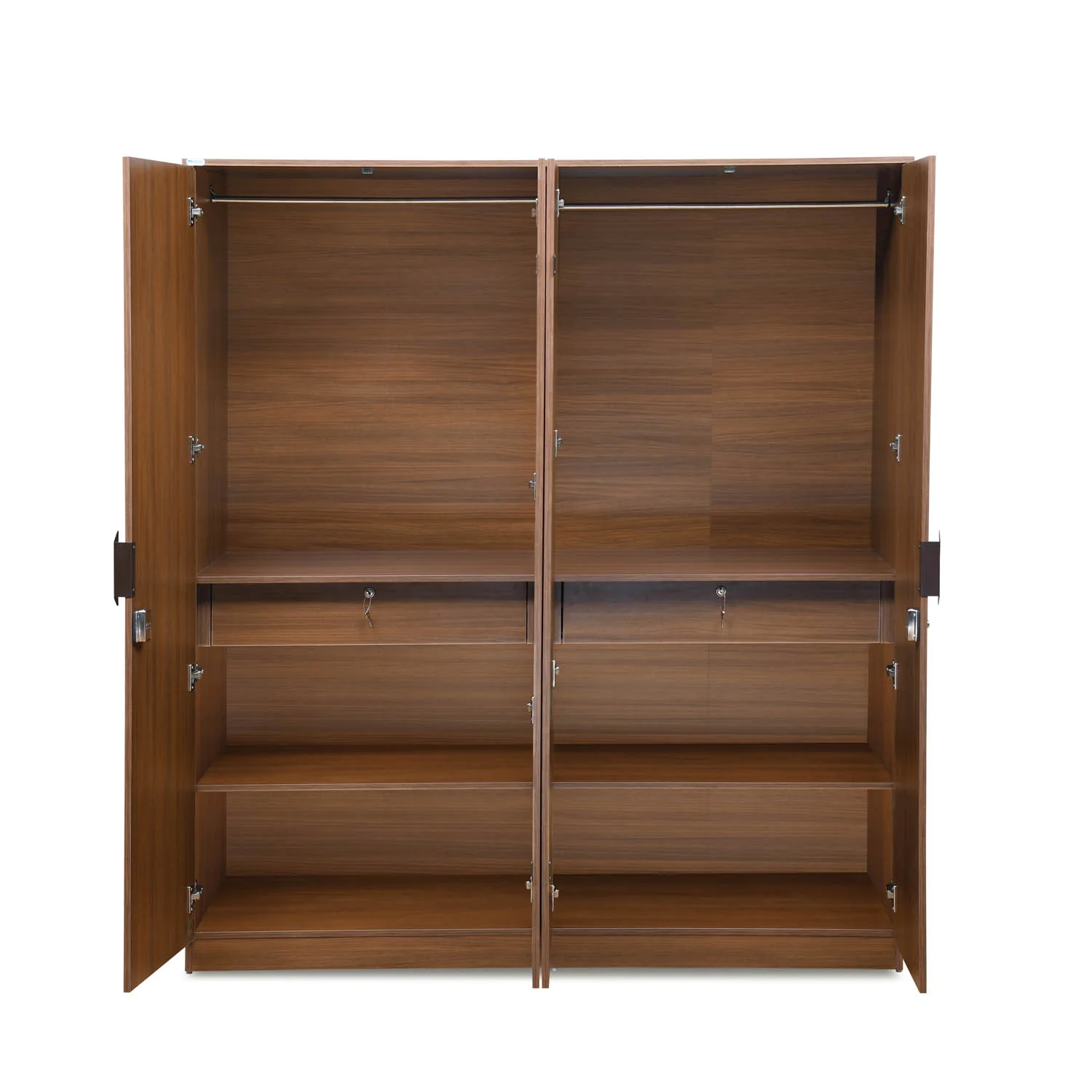 Nilkamal Milford 4 Door Wardrobe (Classic Walnut) - Image 4