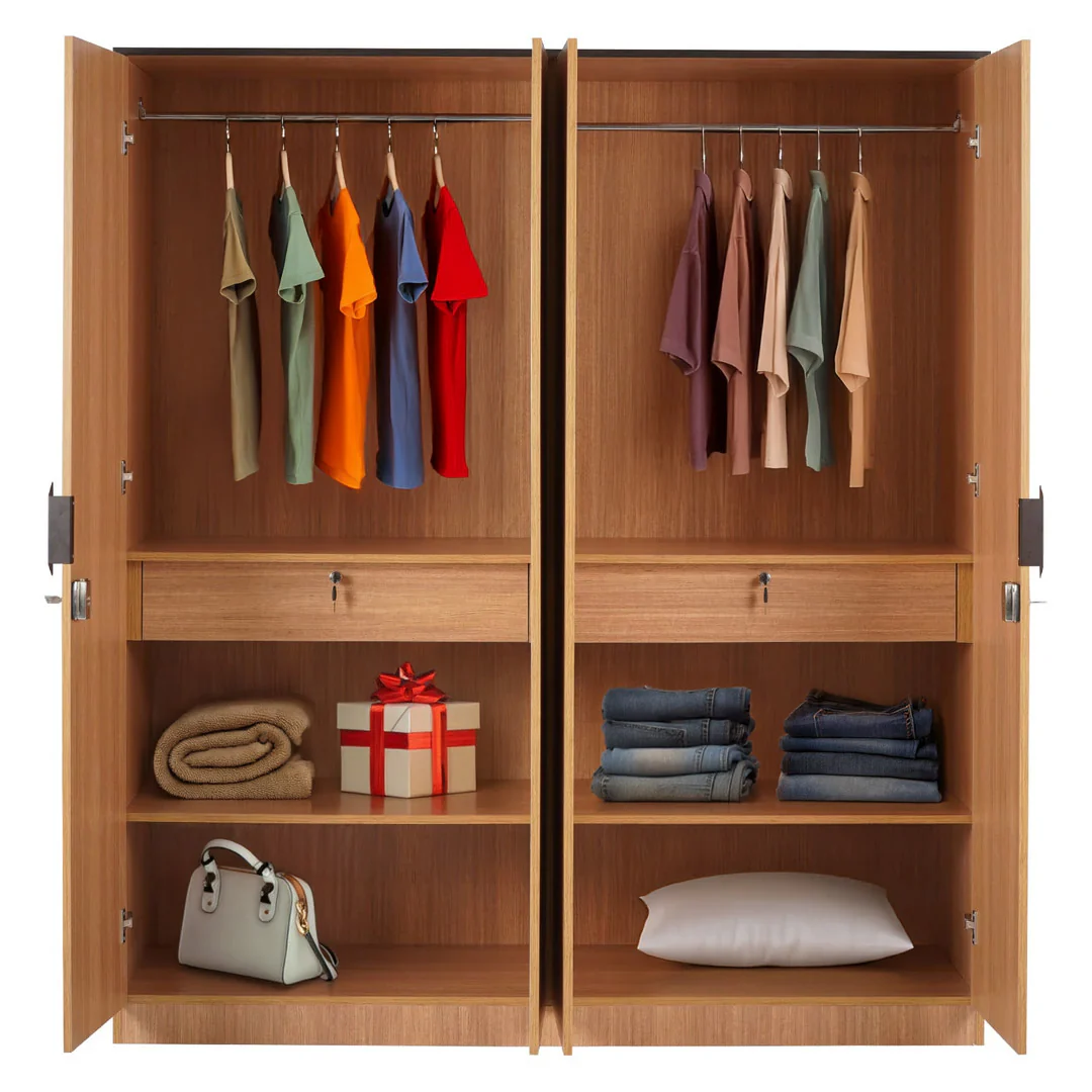 Nilkamal Milford 4 Door Wardrobe (Urban Teak) - Image 5