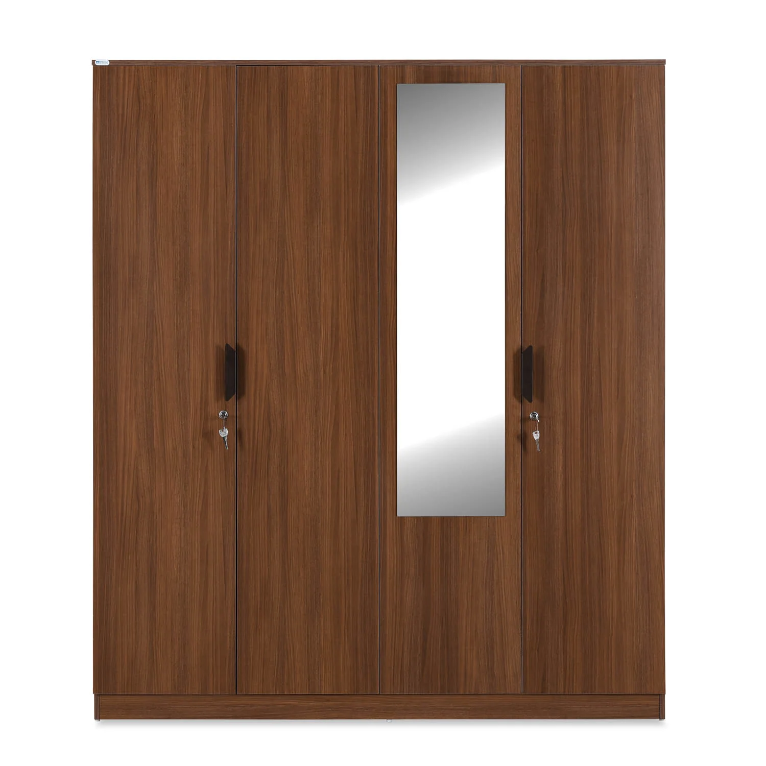 Nilkamal Milford 4 Door Wardrobe with Mirror (Classic Walnut) - Image 5