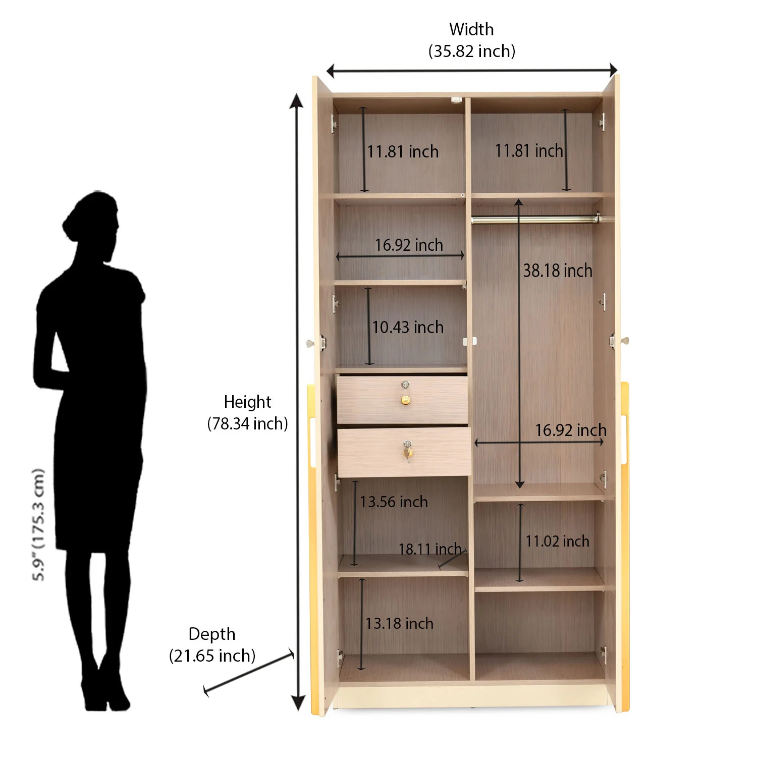 Nilkamal Mirage 2 Door Wardrobe (Ivory) - Image 14