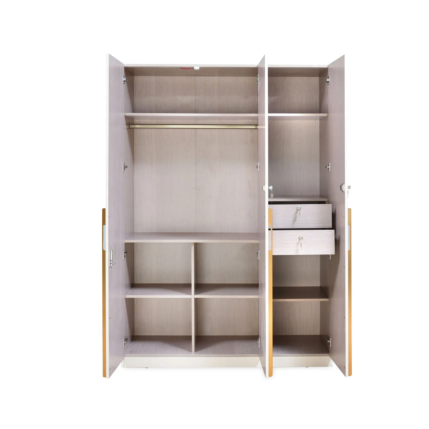 Nilkamal Mirage Engineered Wood 3 Door Wardrobe (Ivory) - Image 8