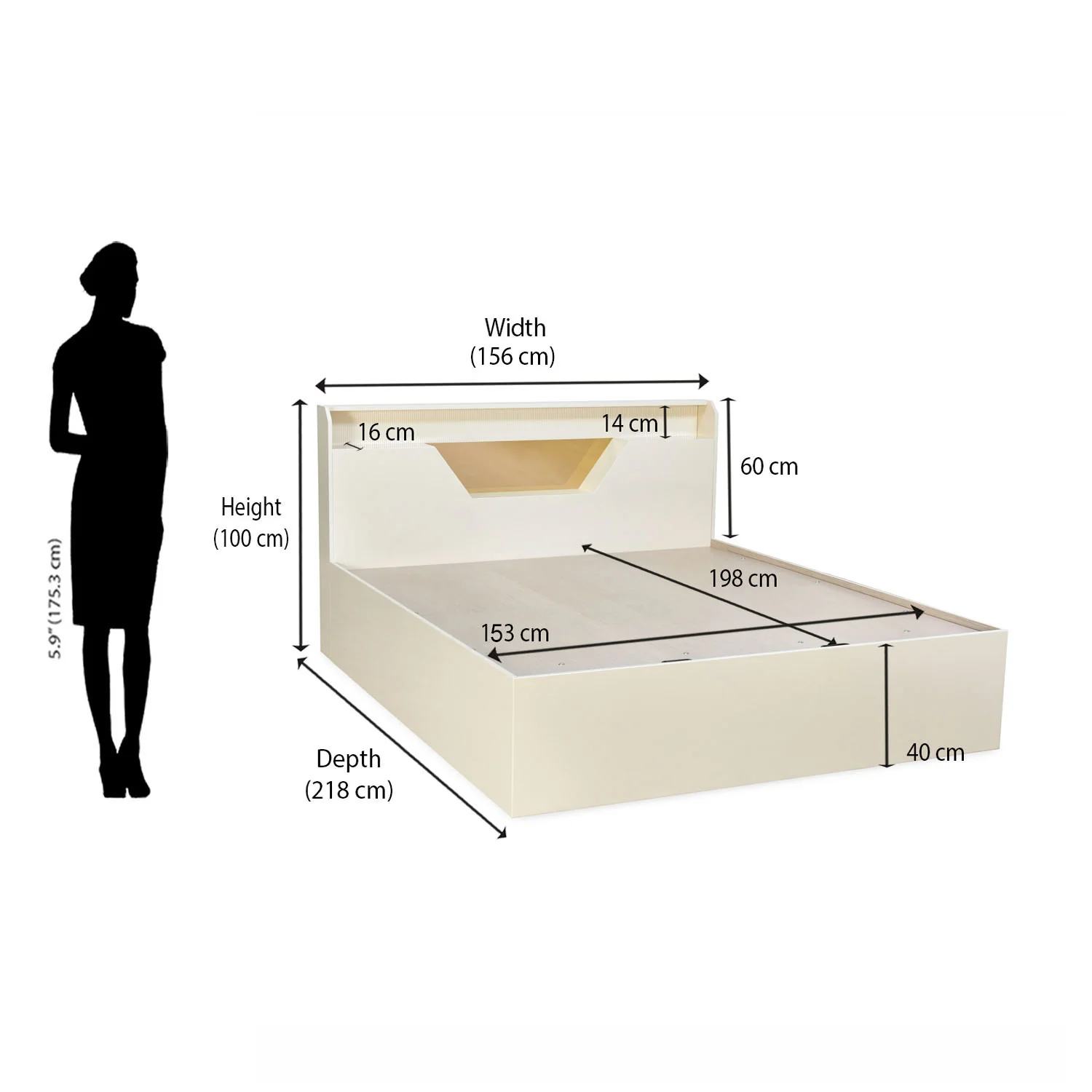Nilkamal Mirage Queen Bed with Hydraulic Storage (Ivory) - Image 14
