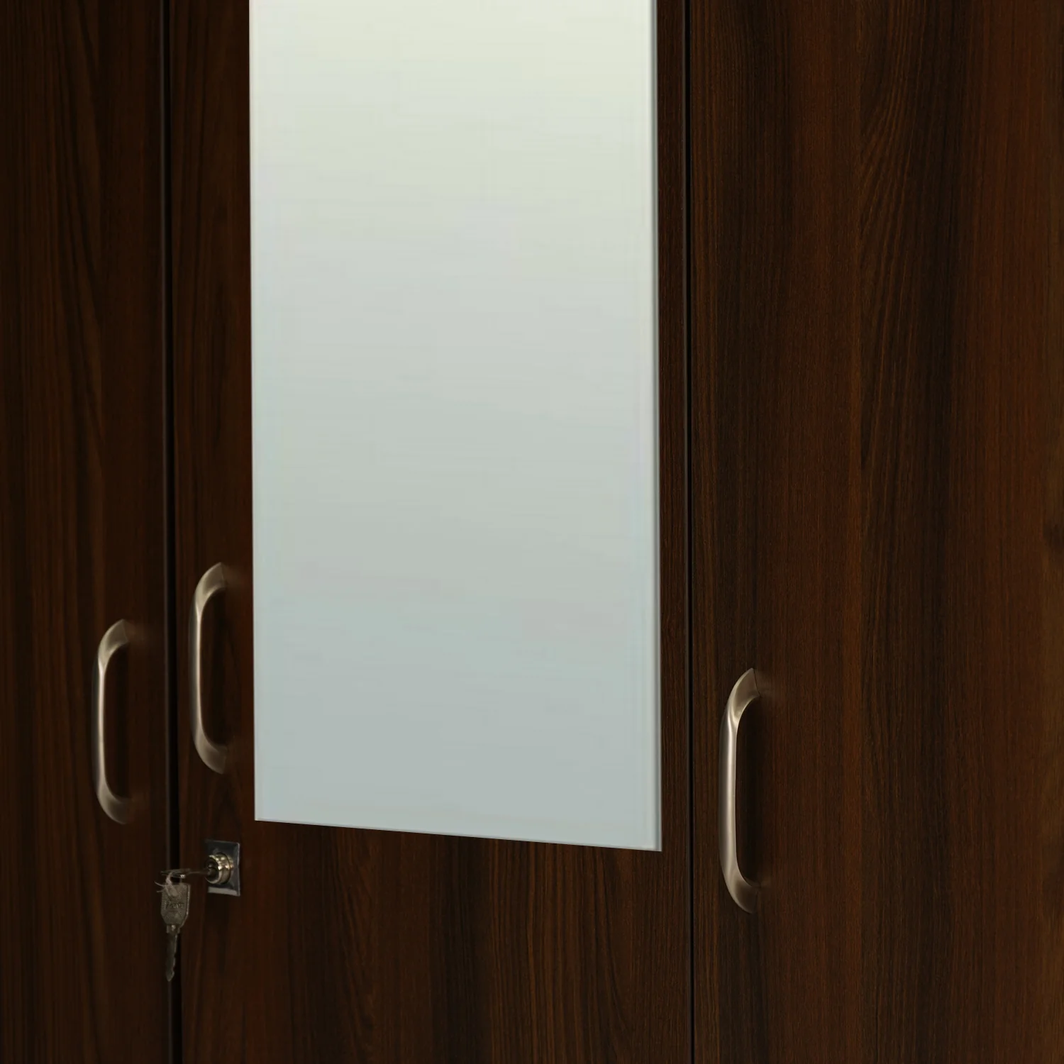 Nilkamal Mozart 3 Door Wardrobe with Mirror (Walnut) - Image 7