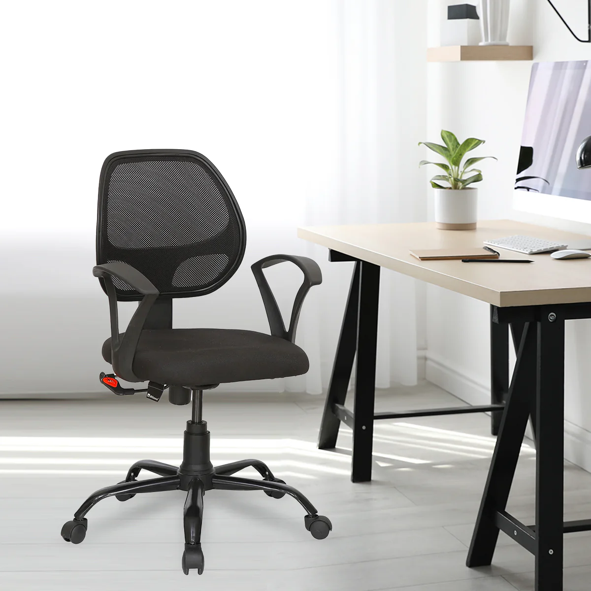 Nilkamal Mustang Mid Back Mesh Office Chair (Black)