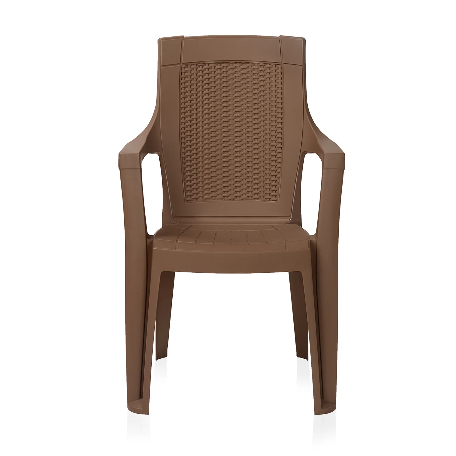 Nilkamal Mystique Plastic Arm Chair (Rattan Dark Beige) - Image 4