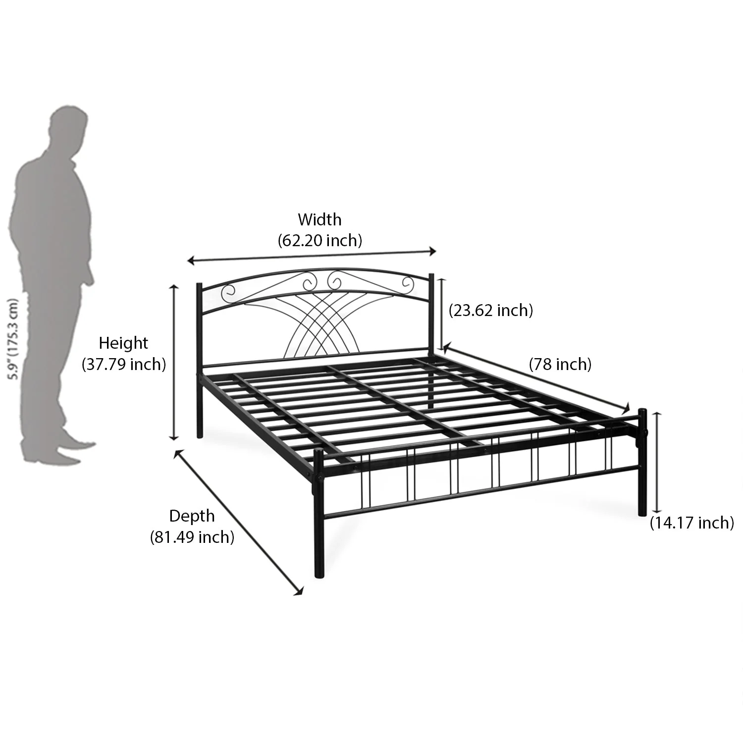 Nilkamal Nimbo Metal Queen Bed (Black) - Image 10