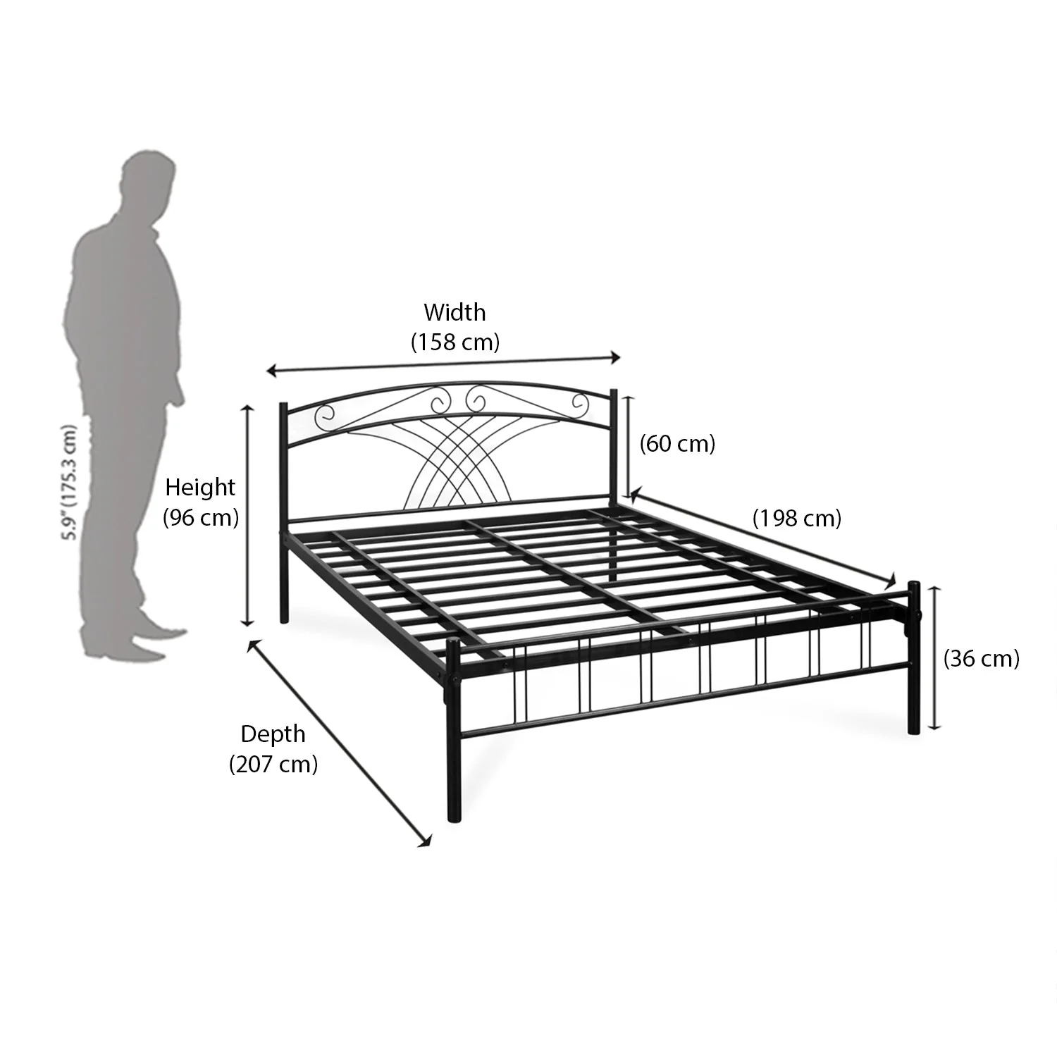 Nilkamal Nimbo Metal Queen Bed (Black) - Image 9