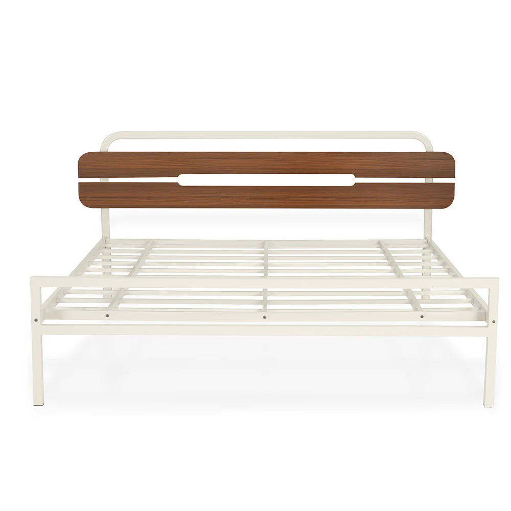Nilkamal Nova Metal King Bed (Ivory/Walnut) - Image 3