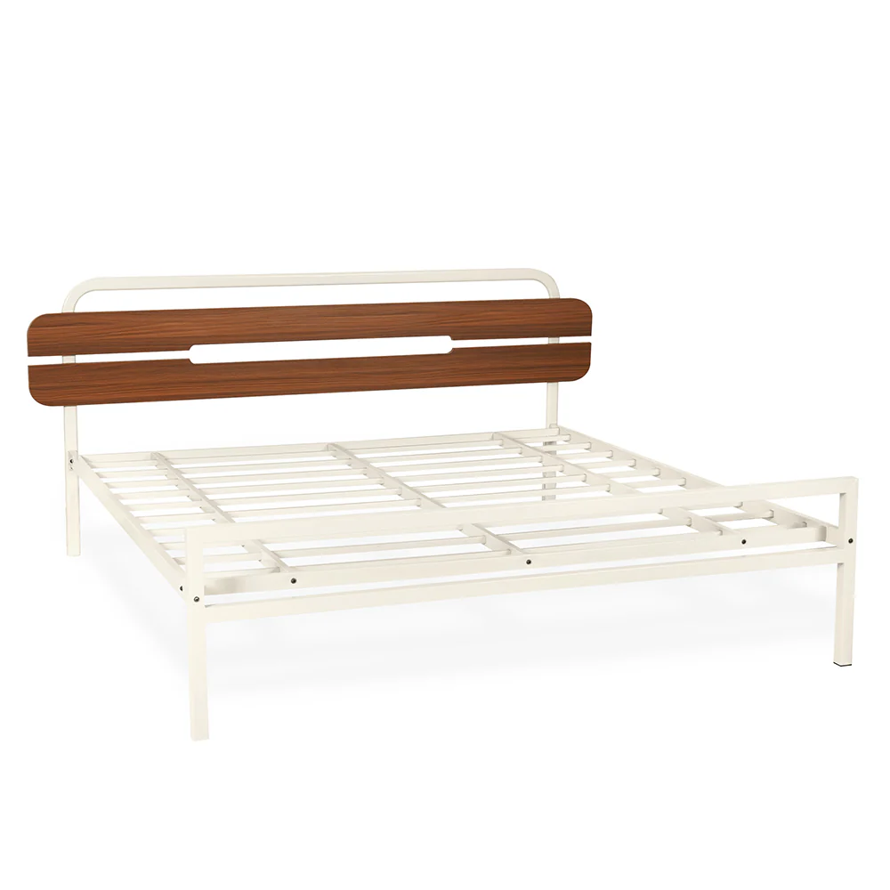 Nilkamal Nova Metal King Bed (Ivory/Walnut) - Image 4