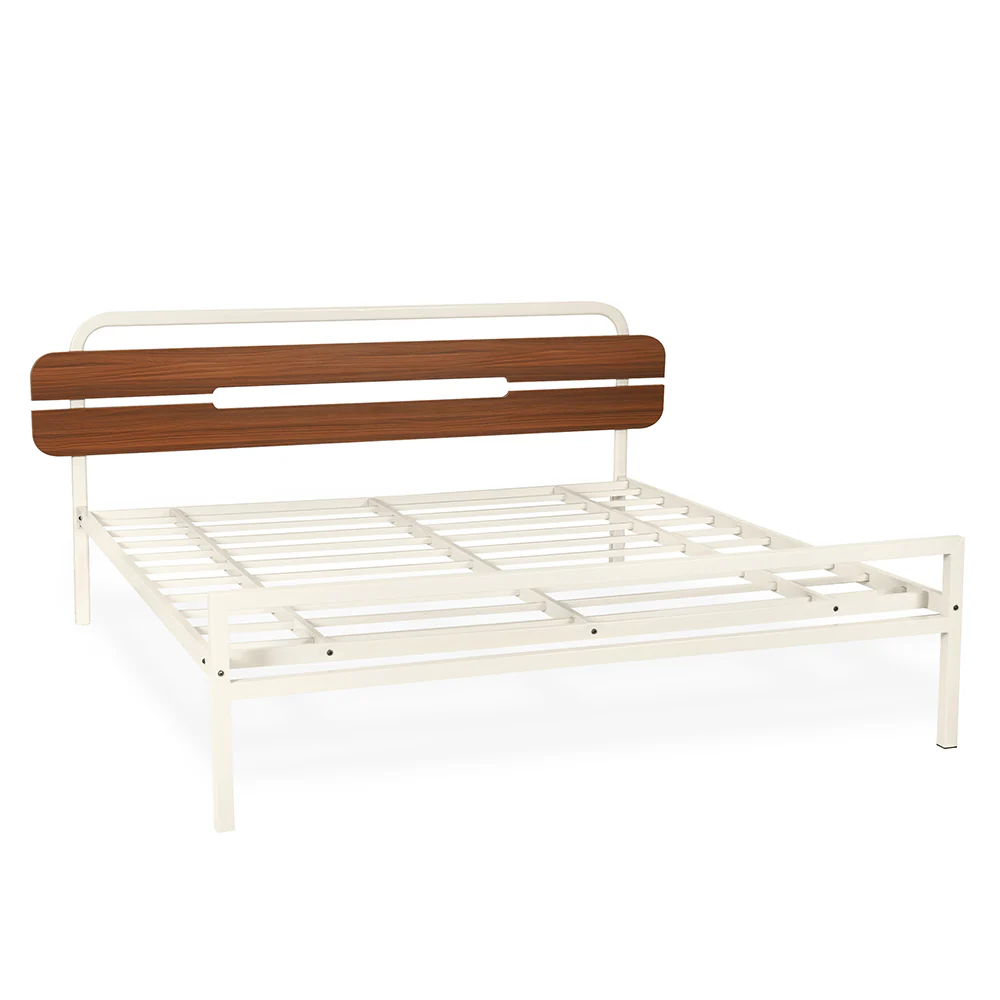 Nilkamal Nova Metal queen Bed (Ivory/Walnut) - Image 4