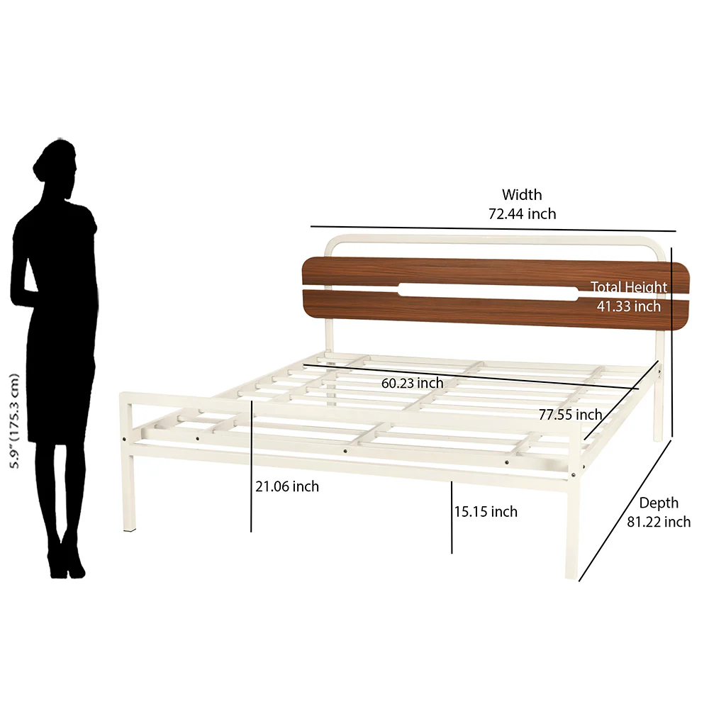 Nilkamal Nova Metal queen Bed (Ivory/Walnut) - Image 8