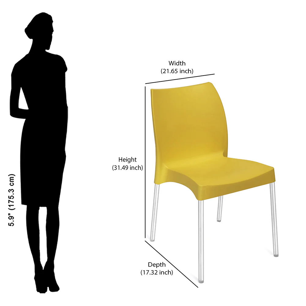 Nilkamal Novella 07 Plastic Armless Chair (Mustard Yellow) - Image 10