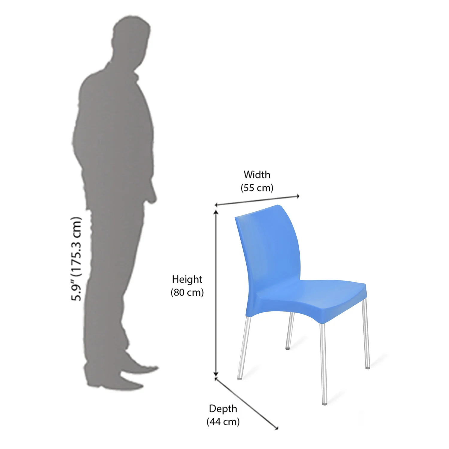Nilkamal Novella 07 Plastic Armless Chair (Blue) - Image 11