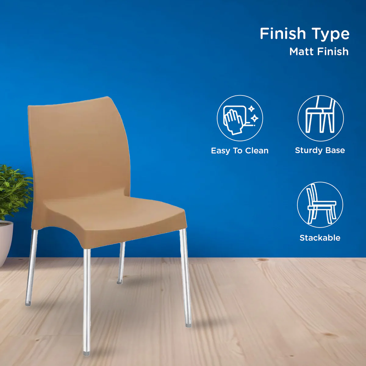 Nilkamal Novella 07 Plastic Armless Chair (Biscuit Brown) - Image 10