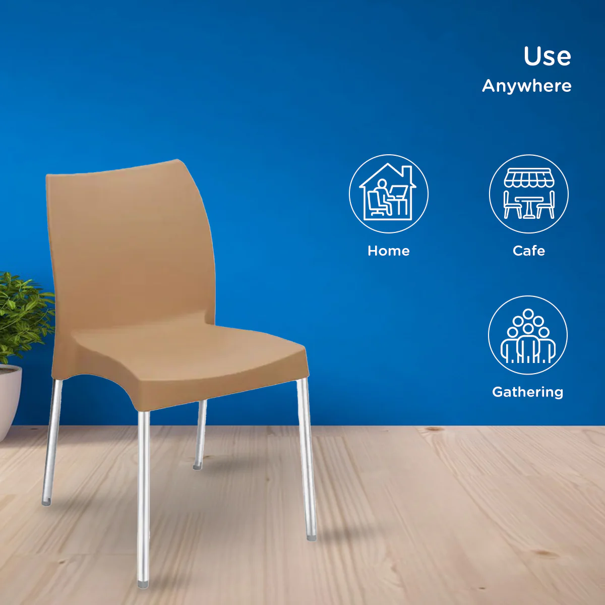 Nilkamal Novella 07 Plastic Armless Chair (Biscuit Brown) - Image 11