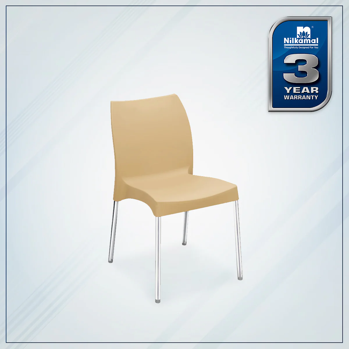 Nilkamal Novella 07 Plastic Armless Chair (Biscuit Brown) - Image 2