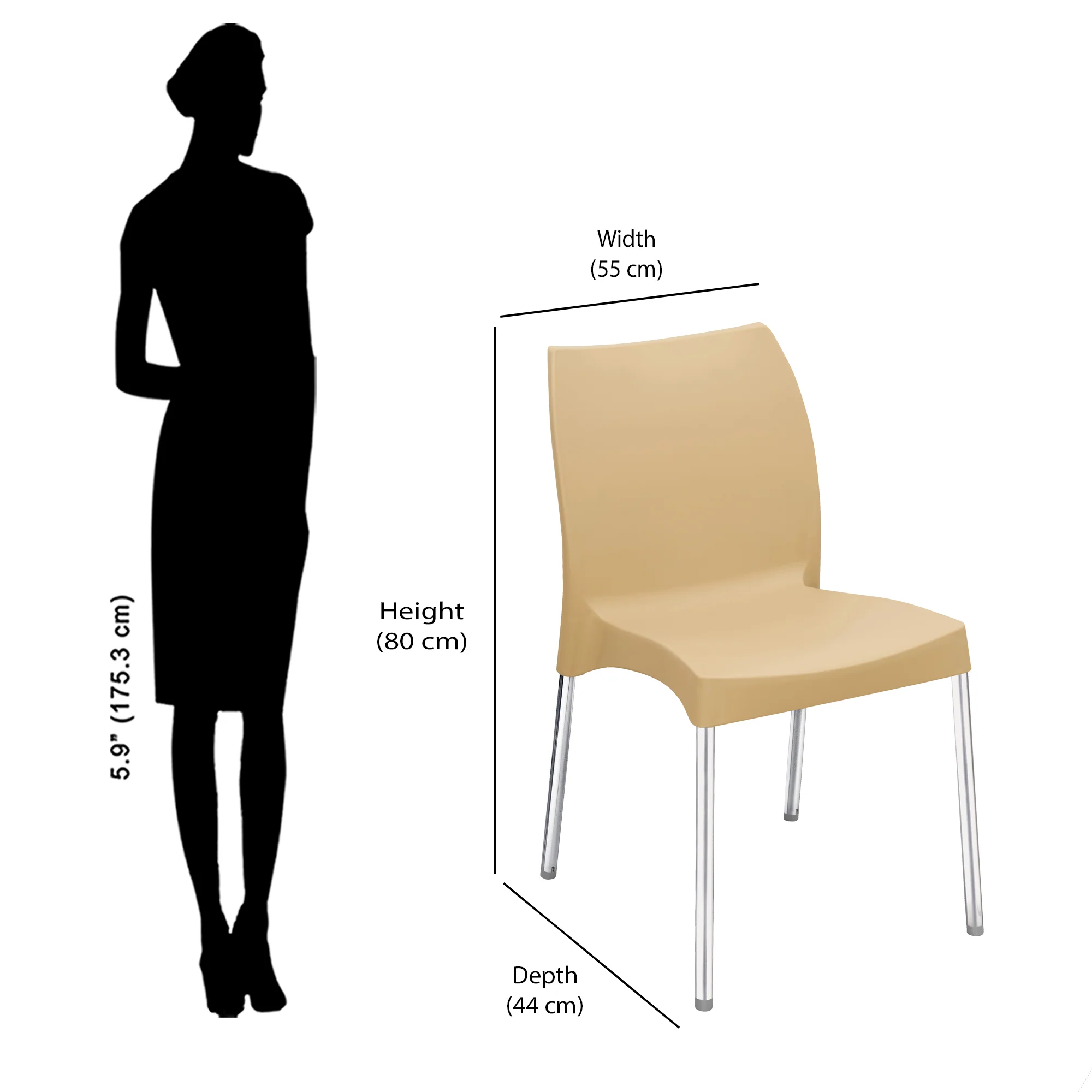 Nilkamal Novella 07 Plastic Armless Chair (Biscuit Brown) - Image 7