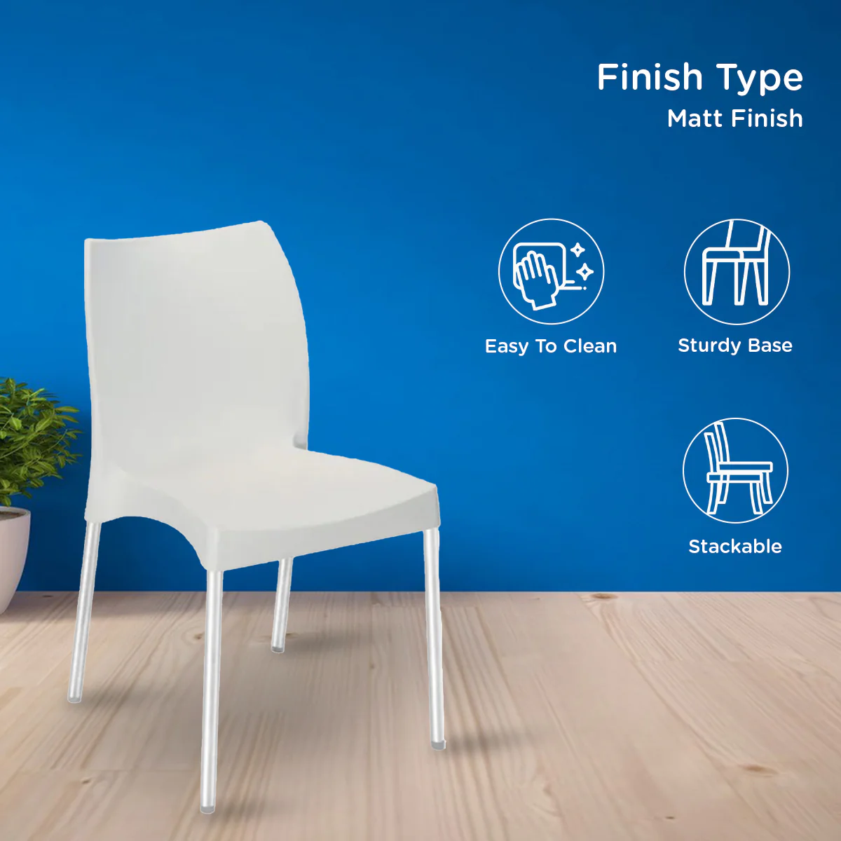 Nilkamal Novella 07 Plastic Armless Chair (Milky White) - Image 6