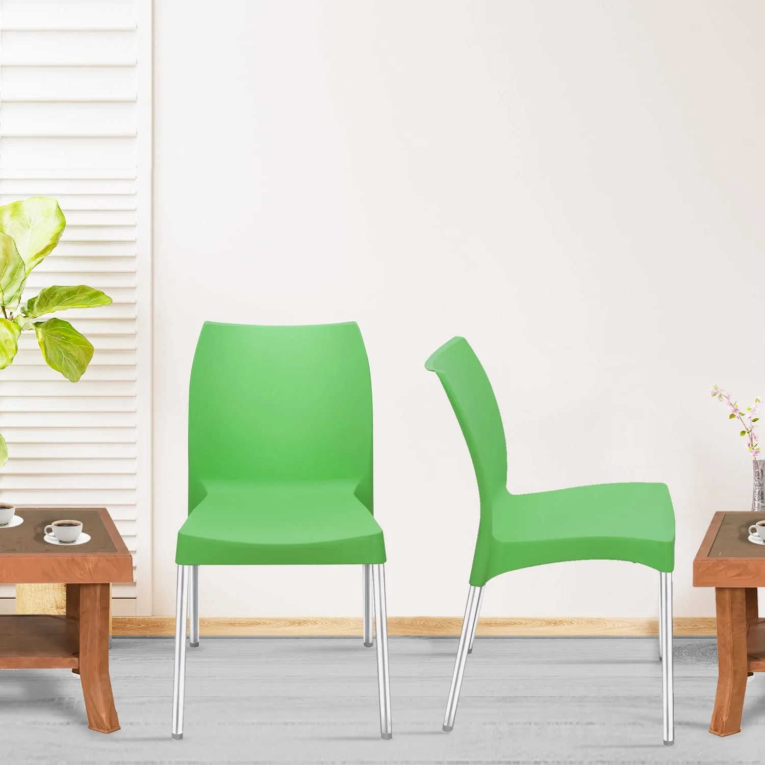 Nilkamal Novella 07 Plastic Armless Chair (Green) - Image 3