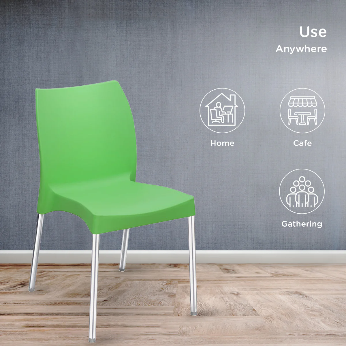 Nilkamal Novella 07 Plastic Armless Chair (Green) - Image 4