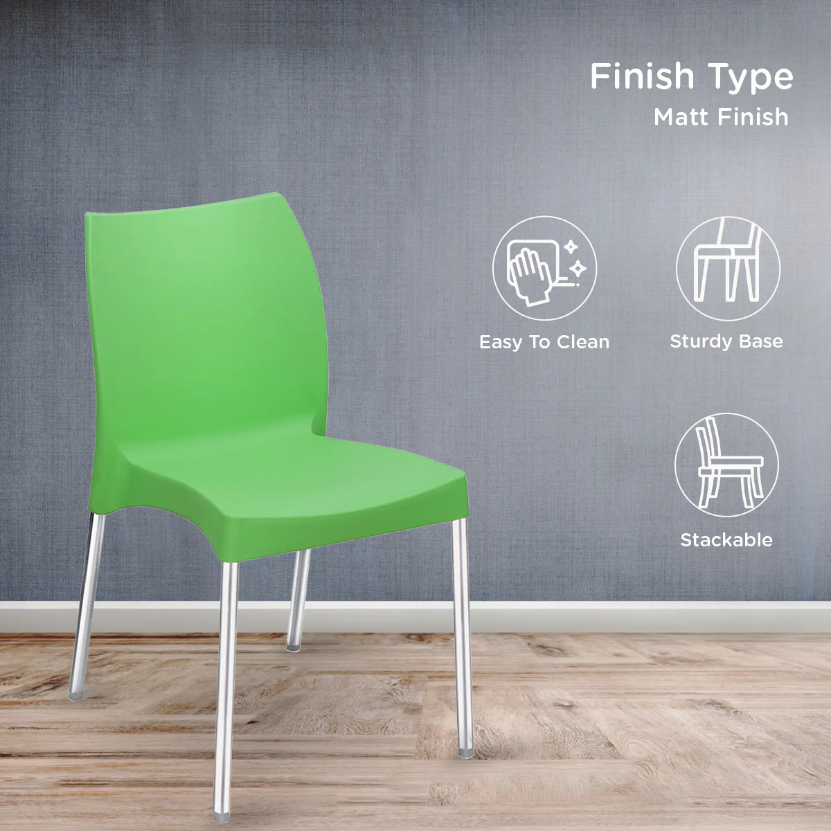 Nilkamal Novella 07 Plastic Armless Chair (Green) - Image 5