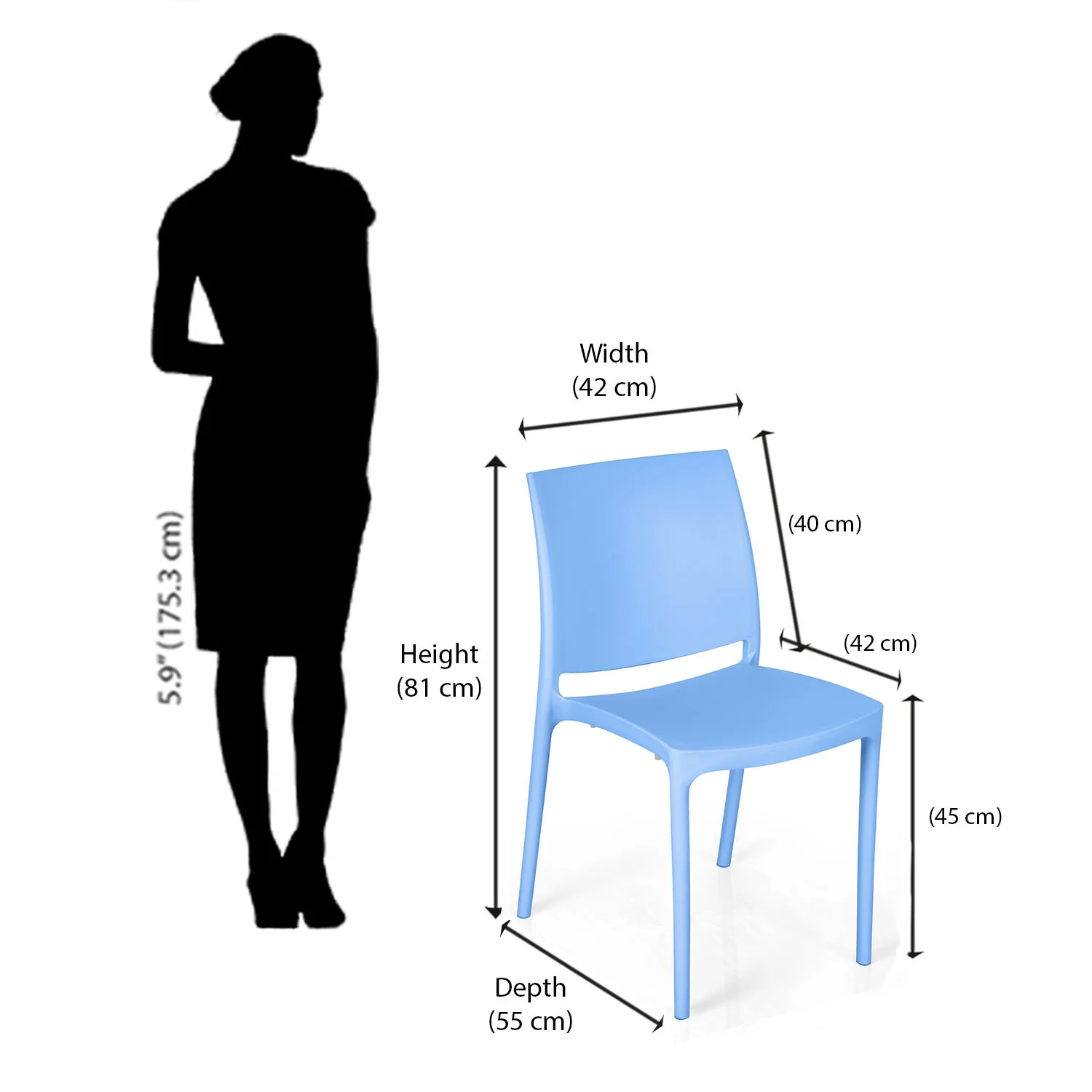 Nilkamal Novella 08 Plastic Armless Chair (Blue) - Image 12
