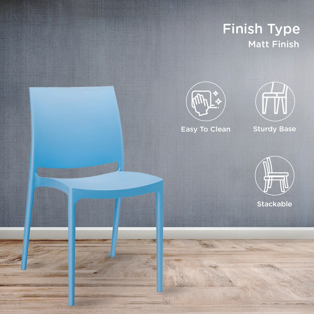 Nilkamal Novella 08 Plastic Armless Chair (Blue) - Image 5