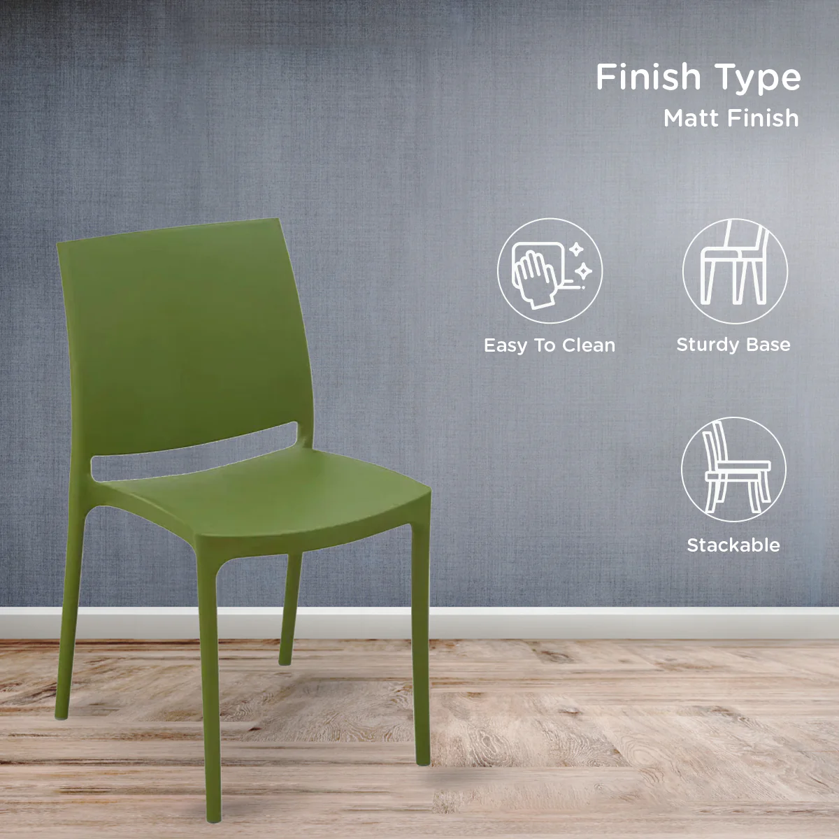Nilkamal Novella 08 Plastic Armless Chair (Soft Green) - Image 5