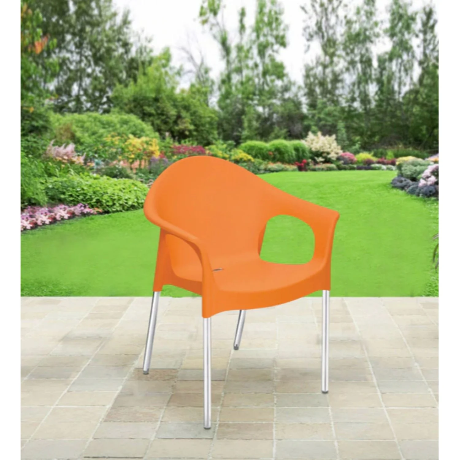 Nilkamal Novella 09 Plastic Arm Chair (Orange) - Image 4