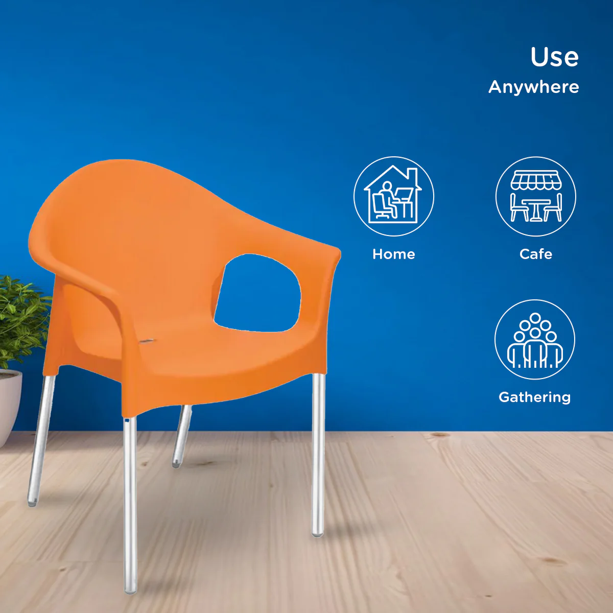 Nilkamal Novella 09 Plastic Arm Chair (Orange) - Image 5