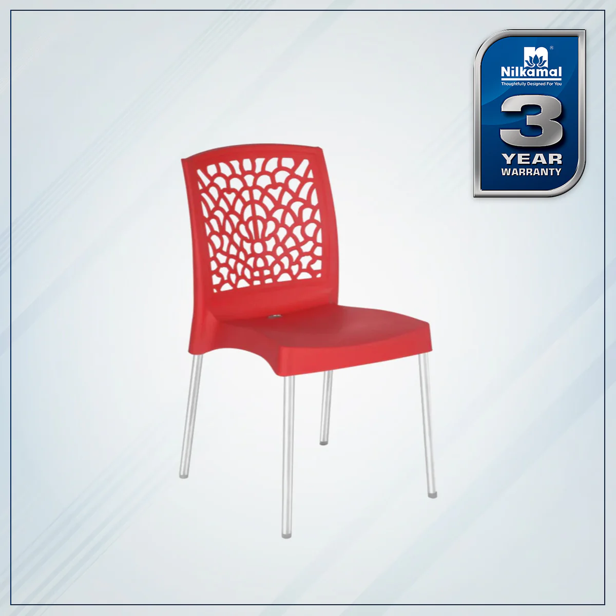 Nilkamal Novella 19 Plastic Armless Chair (Bright Red) - Image 2