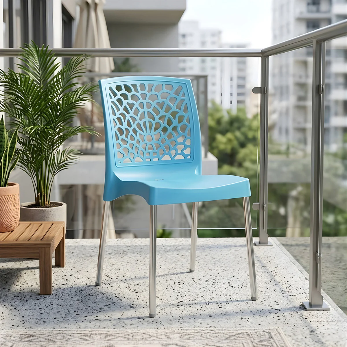 Nilkamal Novella 19 Plastic Armless Chair (Celeste Blue)