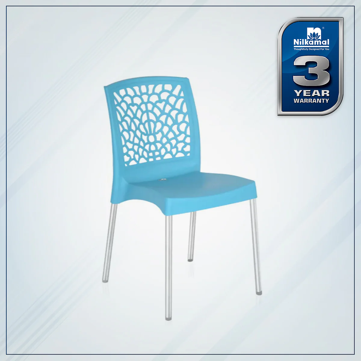 Nilkamal Novella 19 Plastic Armless Chair (Celeste Blue) - Image 2
