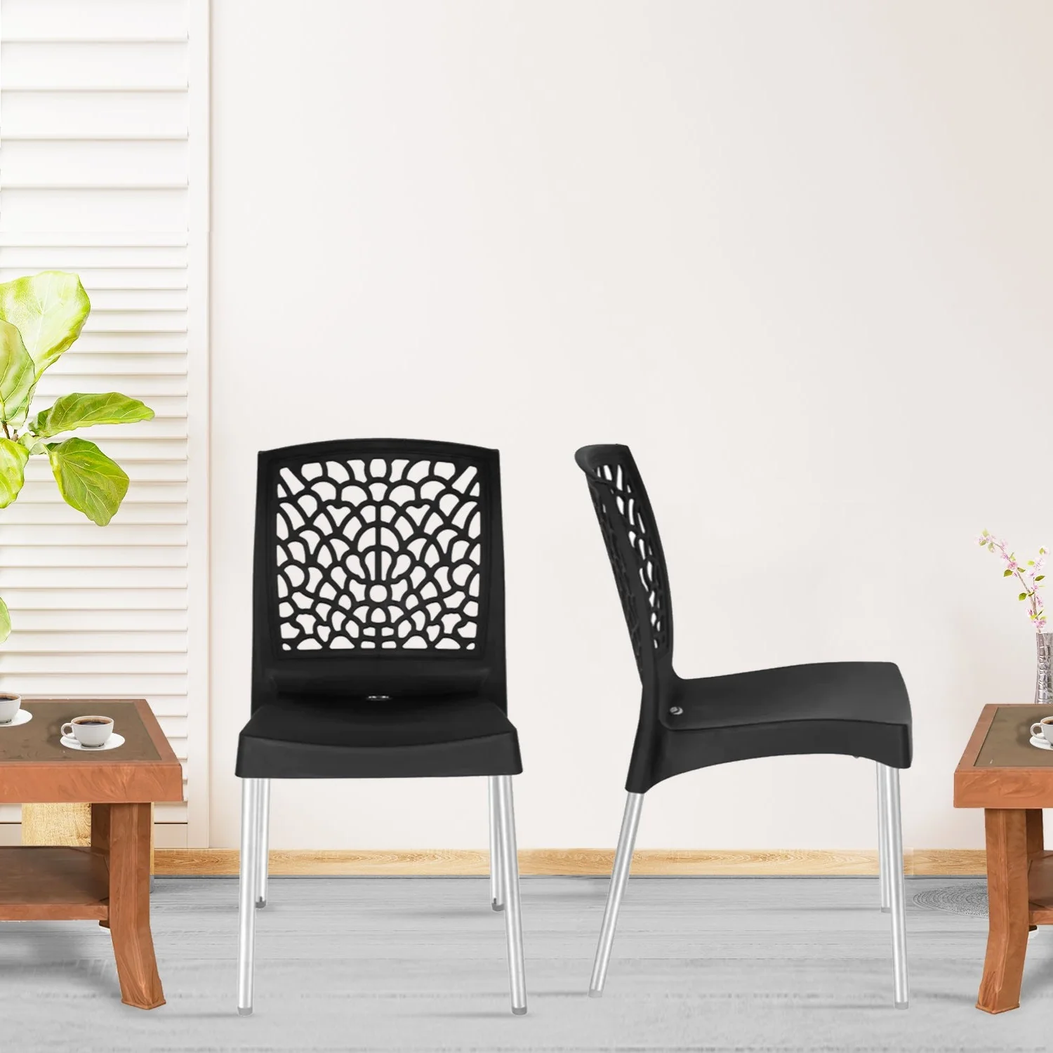 Nilkamal Novella 19 Plastic Armless Chair (Iron Black) - Image 3