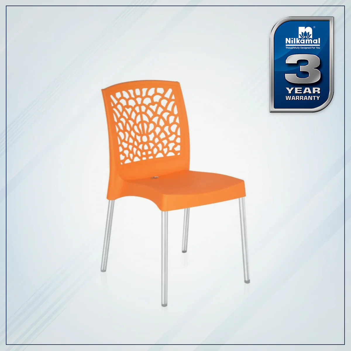 Nilkamal Novella 19 Plastic Armless Chair (Orange) - Image 2