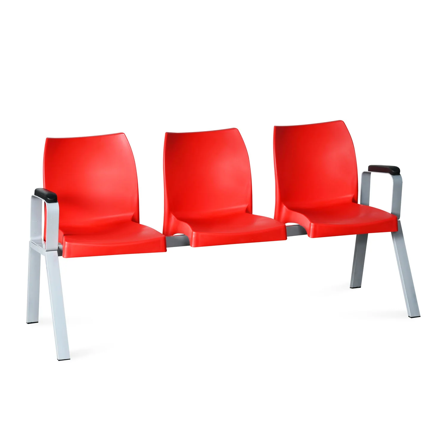 Nilkamal NS07 3 Seats with Arm Powdercoated (Grey / Bright Red) - Image 4