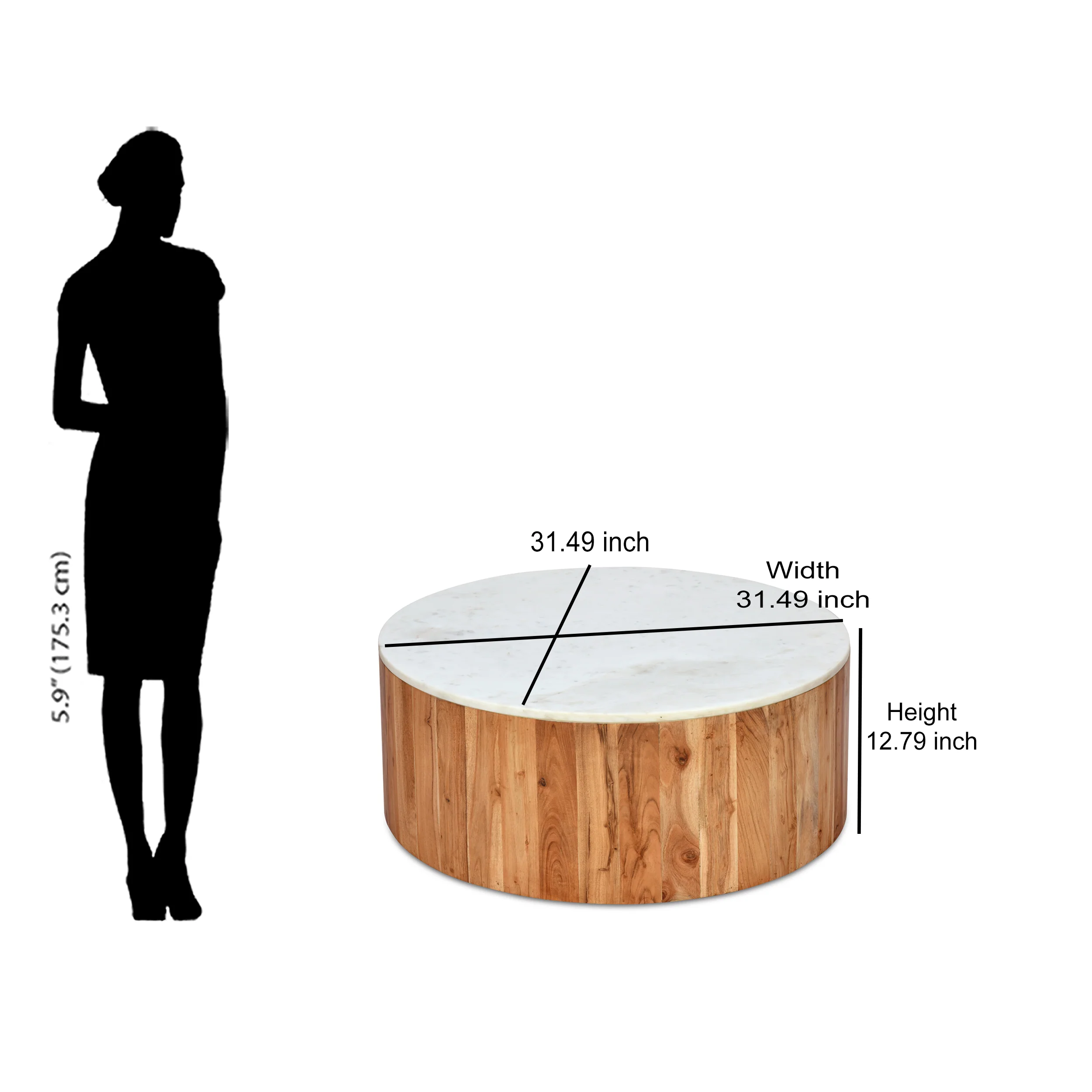 Nilkamal Oaken Marble Coffee Table (White) - Image 9