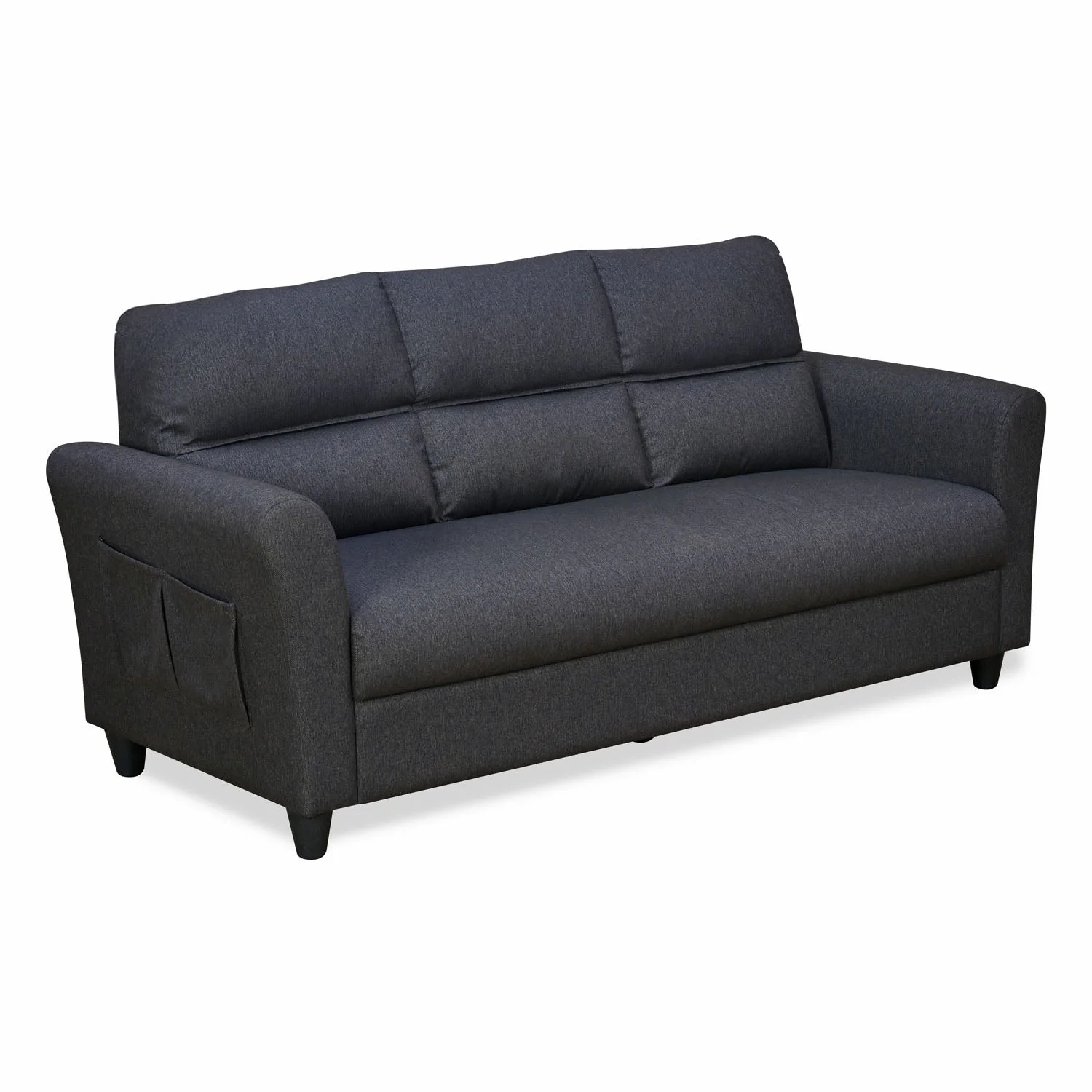 Nilkamal Oliver 3 Seater Fabric Sofa with Side Pocket (Charcoal Brown) - Image 3