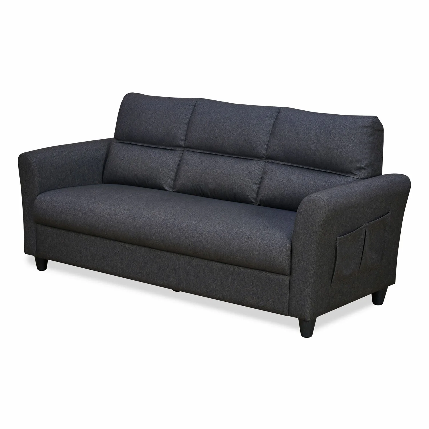 Nilkamal Oliver 3 Seater Fabric Sofa with Side Pocket (Charcoal Brown) - Image 4
