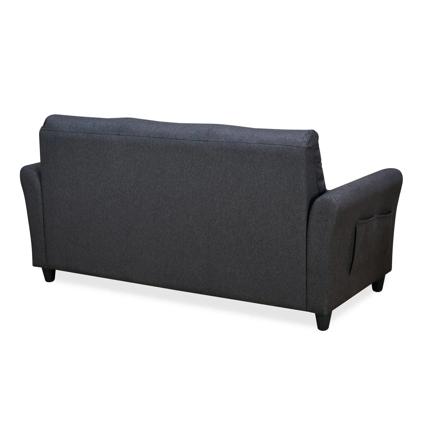 Nilkamal Oliver 3 Seater Fabric Sofa with Side Pocket (Charcoal Brown) - Image 5